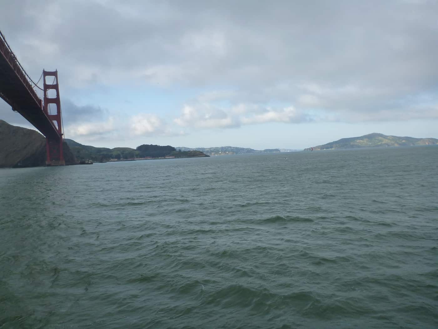 Looking back at Cavallo point from our boat ride in the bay