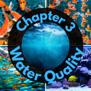 Colorful fish aquarium collage with "Chapter 3 Water Quality" text over a central blue water image.